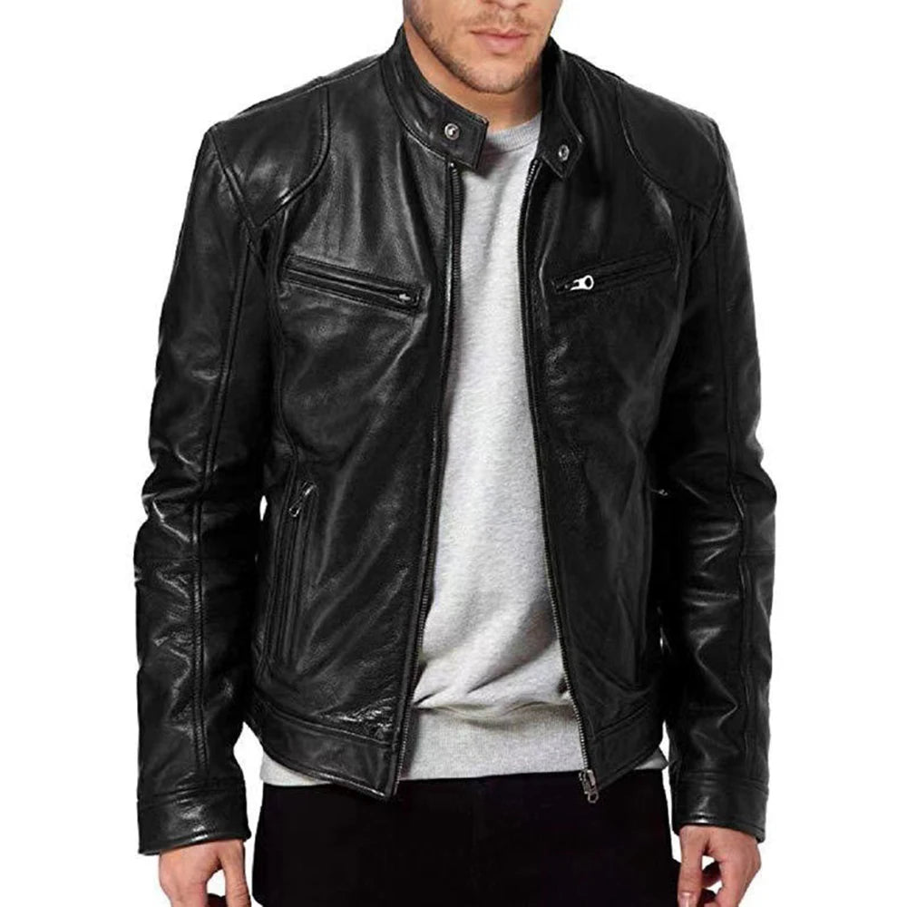 Men PU Leather Motorcycle Jacket Motocross Jacket Chaqueta Moto Spring Autumn Motorbike Riding Jacket Protective Gear S-5XL SIZE