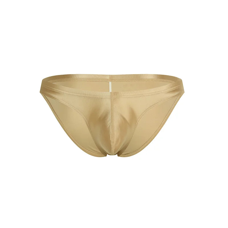 Low Waist U-convex Bikini Men Underwear Sexy Cool Breathable Pouch Bulges Lift Elastic Thong For Body Shaping Smooth Satin Brief
