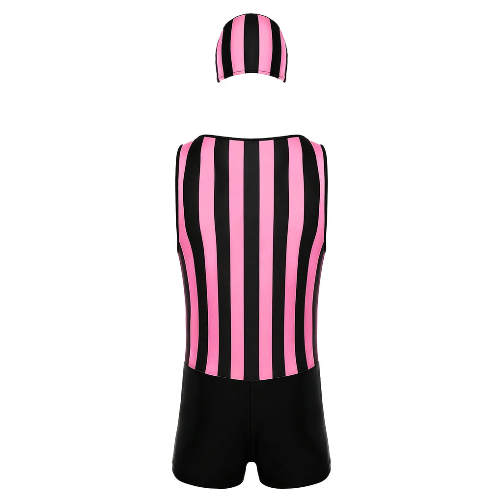 Mens Water Sports Surfing Fitness Short Striped Jumpsuit Wrestling Singlet Slim Fit Thongs Boxer Shorts Bodybuilding Shapewear