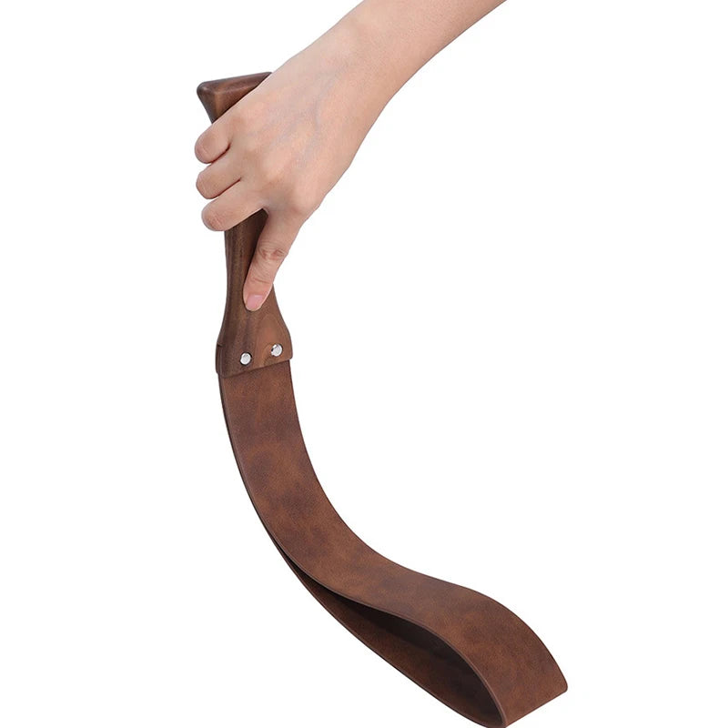 46.5CM Genuine Leather Horse Paddle Training Crop Equestrian Submissive Riding Beat Bat，Handmade Walnut wood Handle