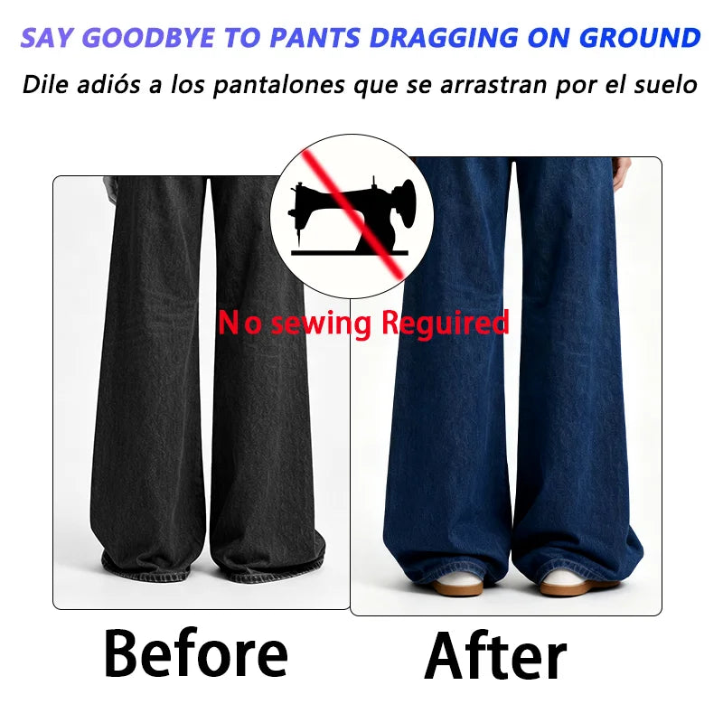Adjustable Pants Hem Clip Invisible No Sew Concealment Buckle for Men Women, Instant Shortening for Jeans, Trousers, Dress Pants