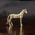 Antique Brass Solid Long Tail Horse Figurines Miniatures Feng Shui Ornaments Copper Zodiac Animal Mini Desktop Decoration Crafts