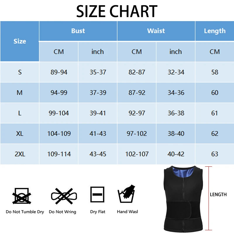 Sauna Sweat Vest Workout Tank Top Waist Trainer for Men Compression Workout Enhancing Vest With Zipper Slimming Shapewear Corset