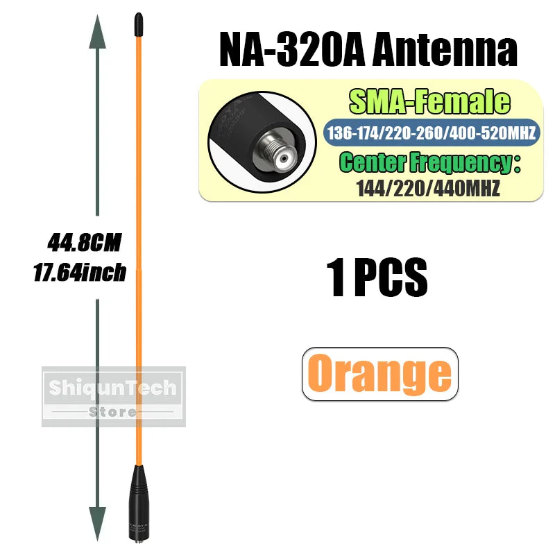 Original Nagoya NA-320A Antenna Tri-Band SMA-Female 144-220-440Mhz Soft Whip Aerial For Quansheng TK118 Retevis RA685 RT86 Radio