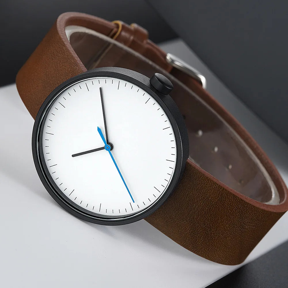 UTHAI Watch Men Simple Trendy Sports Couple's Watches Leather Strap Student Women's Fashion Quartz Wristwatches