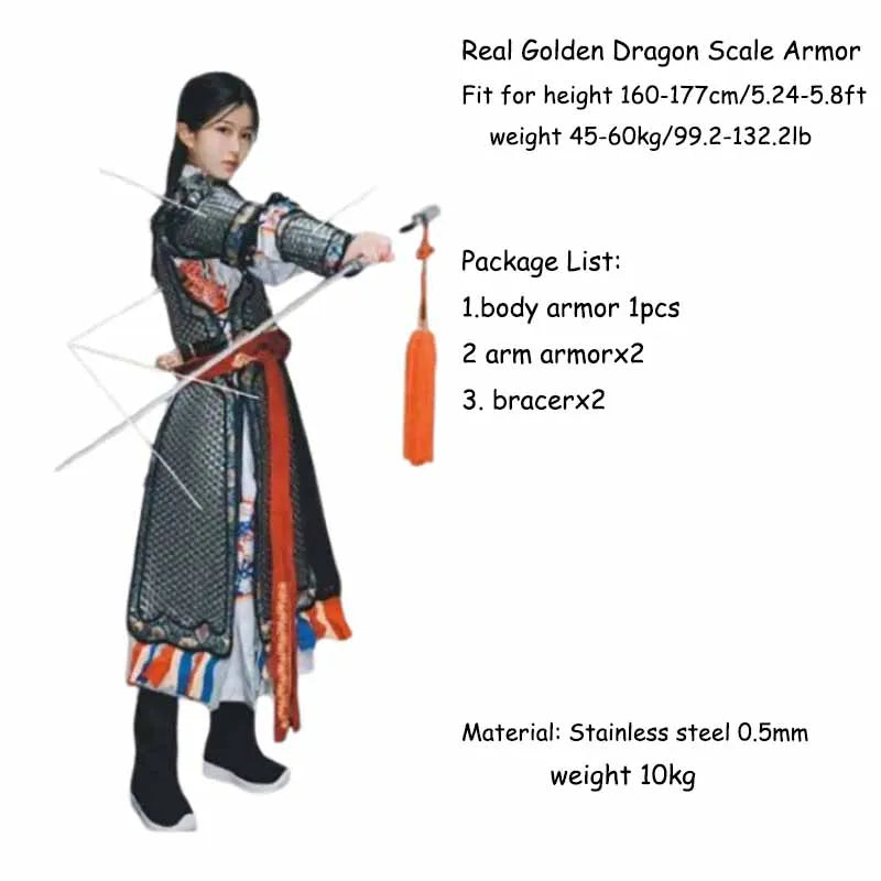 Real Armor Women Ming Dynasty Upright Stainless Steel Armour Medieval Warrior Outfit Unisex Practice Battle Gear Real Armor Men