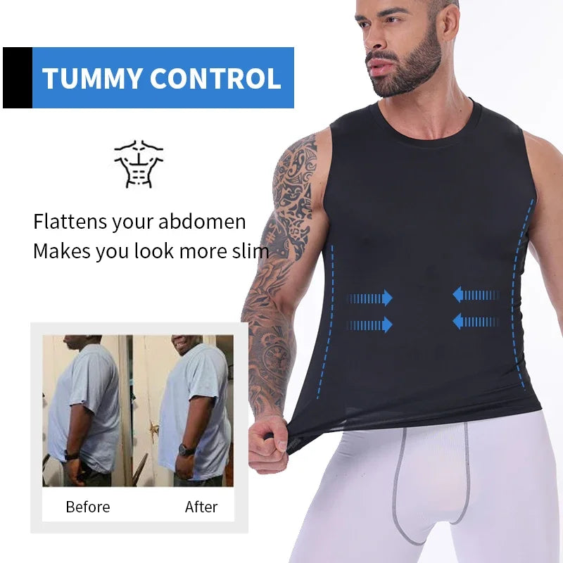 Men Body Shaper Vest Slimming Shirts Compression Tummy Control Tight Shapewear Quick-dry Fitness Tank Top Undershirt