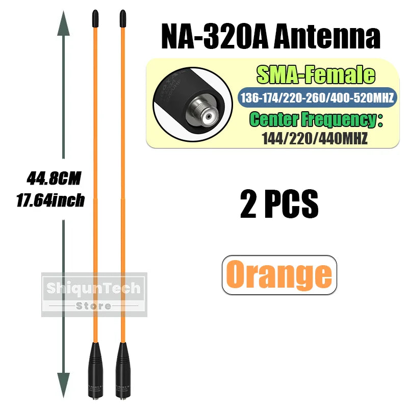 Original Nagoya NA-320A Antenna Tri-Band SMA-Female 144-220-440Mhz Soft Whip Aerial For Quansheng TK118 Retevis RA685 RT86 Radio