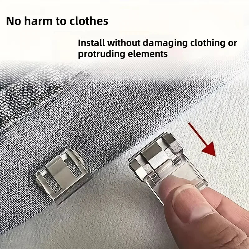 Adjustable Pants Hem Clip Invisible No Sew Concealment Buckle for Men Women, Instant Shortening for Jeans, Trousers, Dress Pants