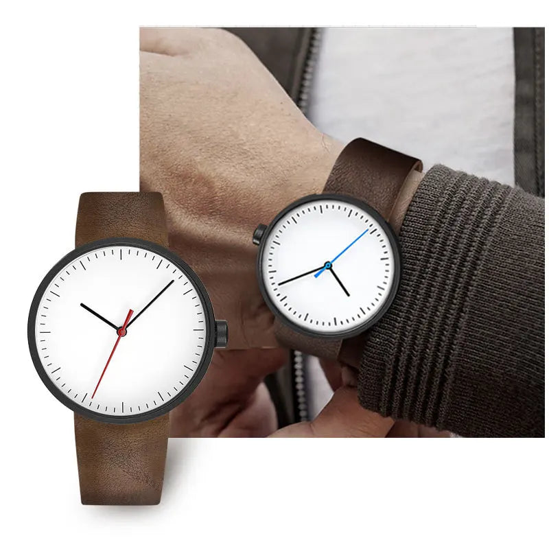 UTHAI Watch Men Simple Trendy Sports Couple's Watches Leather Strap Student Women's Fashion Quartz Wristwatches