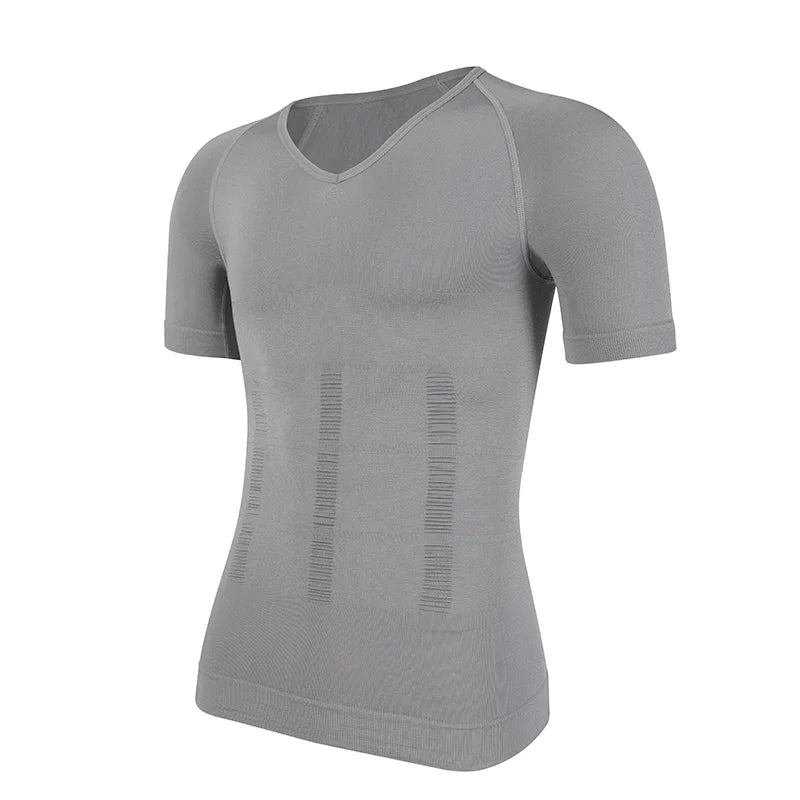 Men's V-Neck Body Shaper Compression Shirts Sleeveless Slimming Undershirt Workout Abs Tank Tops Abdomen Tummy Control Shapewear