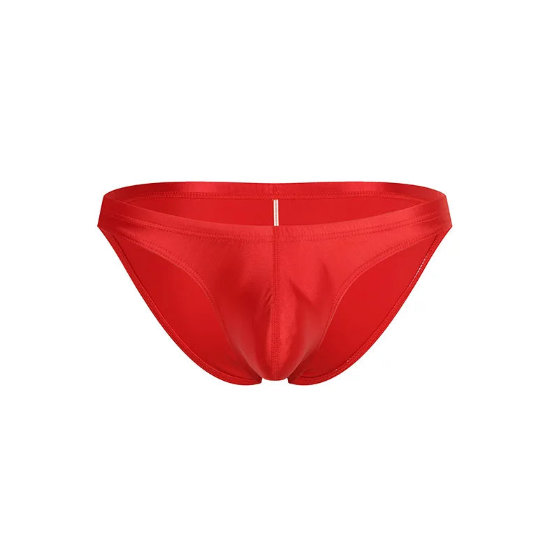 Low Waist U-convex Bikini Men Underwear Sexy Cool Breathable Pouch Bulges Lift Elastic Thong For Body Shaping Smooth Satin Brief