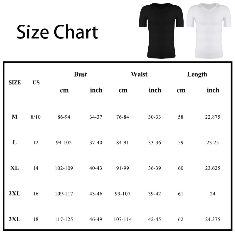 Men's V-Neck Body Shaper Compression Shirts Sleeveless Slimming Undershirt Workout Abs Tank Tops Abdomen Tummy Control Shapewear