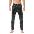 Mens Shiny Faux Leather Tights Pants Sexy Glossy PVC Leather Casual Trousers Pant Male Shaping Wetlook Pants Pole Dance Costumes