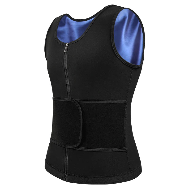 Sauna Sweat Vest Workout Tank Top Waist Trainer for Men Compression Workout Enhancing Vest With Zipper Slimming Shapewear Corset