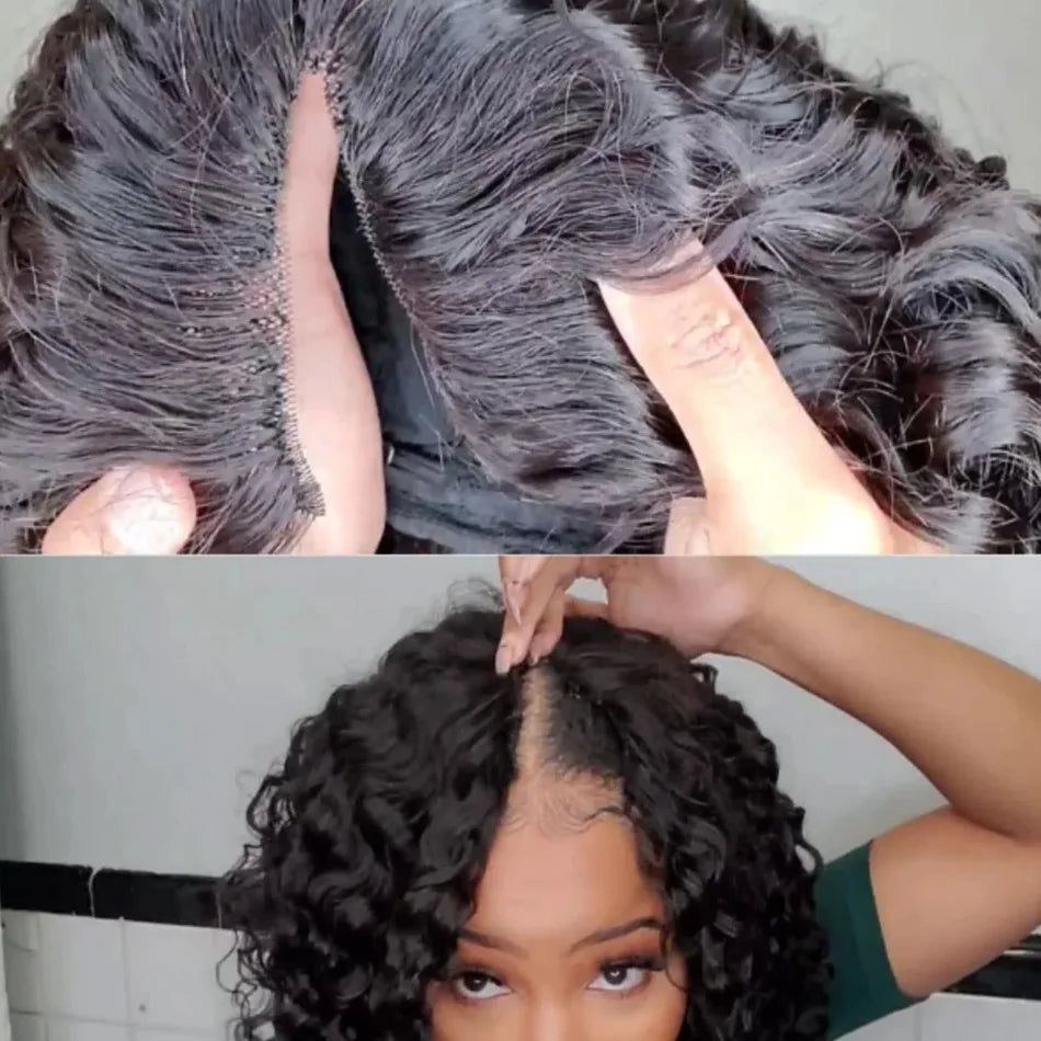 210 Density V Part Wig Human Hair Curly Upgrade U Part Wig Glueless V Shape Wig Brazilian Virgin Human Hair Wig Black Color
