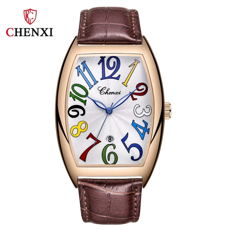 CHENXI 8217 Casual Men's Quartz Watch Creative Calendar Luminous Clock Waterproof Leather Strap Fashion Watches Man reloj hombre