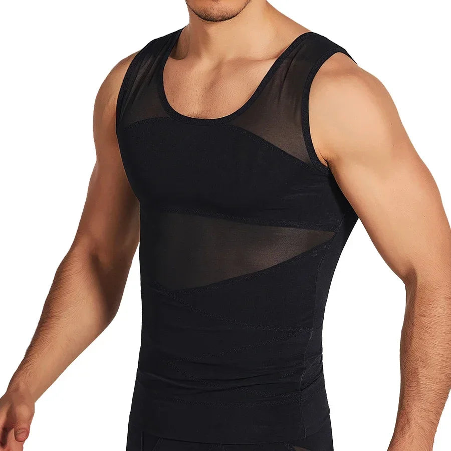 Men Compression Vest Slimming Undershirt Body Shaper Chest Compression Tummy Control Tank Tops Shapewear Gym Fitness Underwear