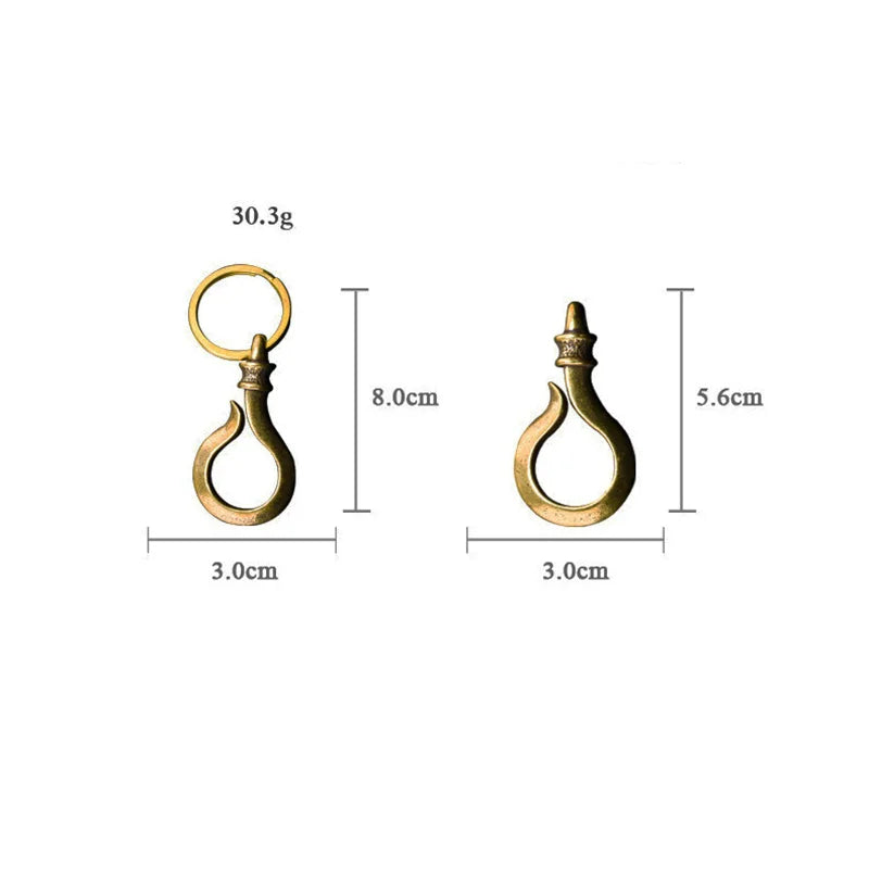 Fashion Brass U-shaped Keychain Round Belt Hook Waist Hangings Key Holder Jewelry Vintage Trendy Metal Pants Buckle Men Keyrings