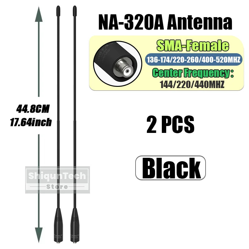 Original Nagoya NA-320A Antenna Tri-Band SMA-Female 144-220-440Mhz Soft Whip Aerial For Quansheng TK118 Retevis RA685 RT86 Radio