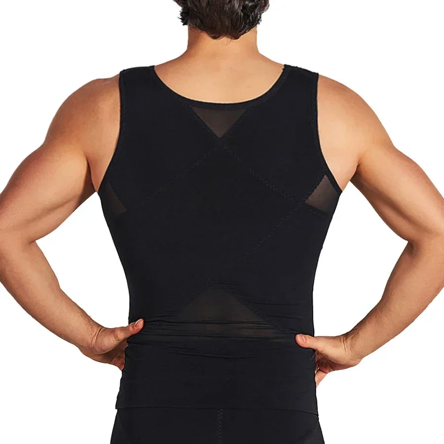 Men Compression Vest Slimming Undershirt Body Shaper Chest Compression Tummy Control Tank Tops Shapewear Gym Fitness Underwear