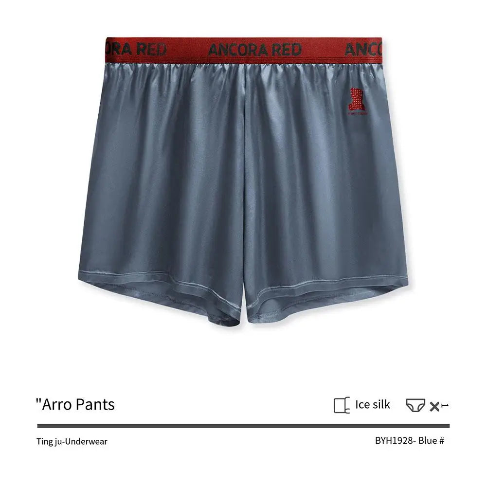 1pc Men Solid Color Ice Silk Boxer Shorts  Breathable U Shape Pouch Underwear L-3XL Large Size Underpant Sexy Trunks