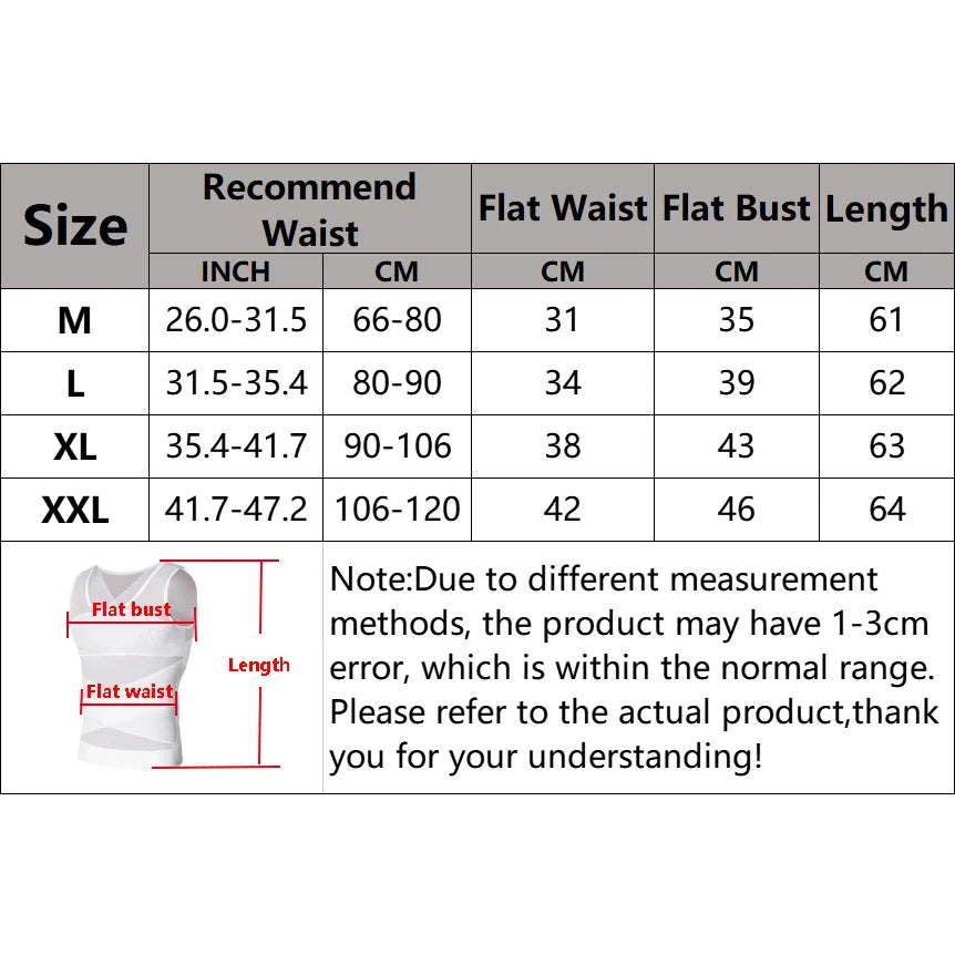 Men Compression Vest Slimming Undershirt Body Shaper Chest Compression Tummy Control Tank Tops Shapewear Gym Fitness Underwear