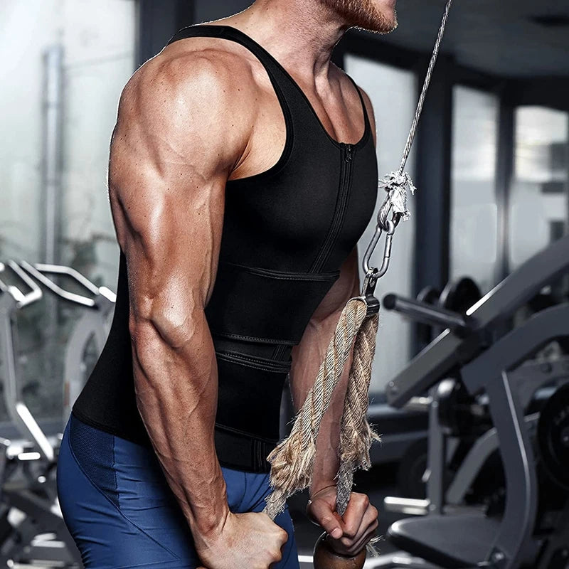 Chloroprene Men’s Ultimate Slimming Sweat Vest Body Shaper Waist Trainer Compression Shapewear for Maximum Fat Burning Workout