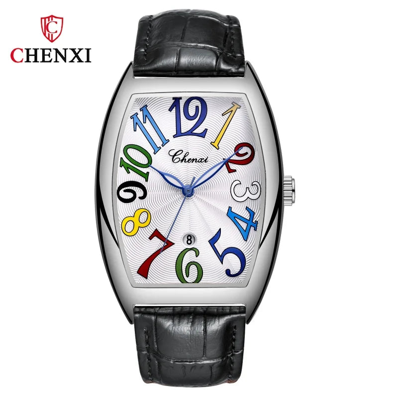 CHENXI 8217 Casual Men's Quartz Watch Creative Calendar Luminous Clock Waterproof Leather Strap Fashion Watches Man reloj hombre