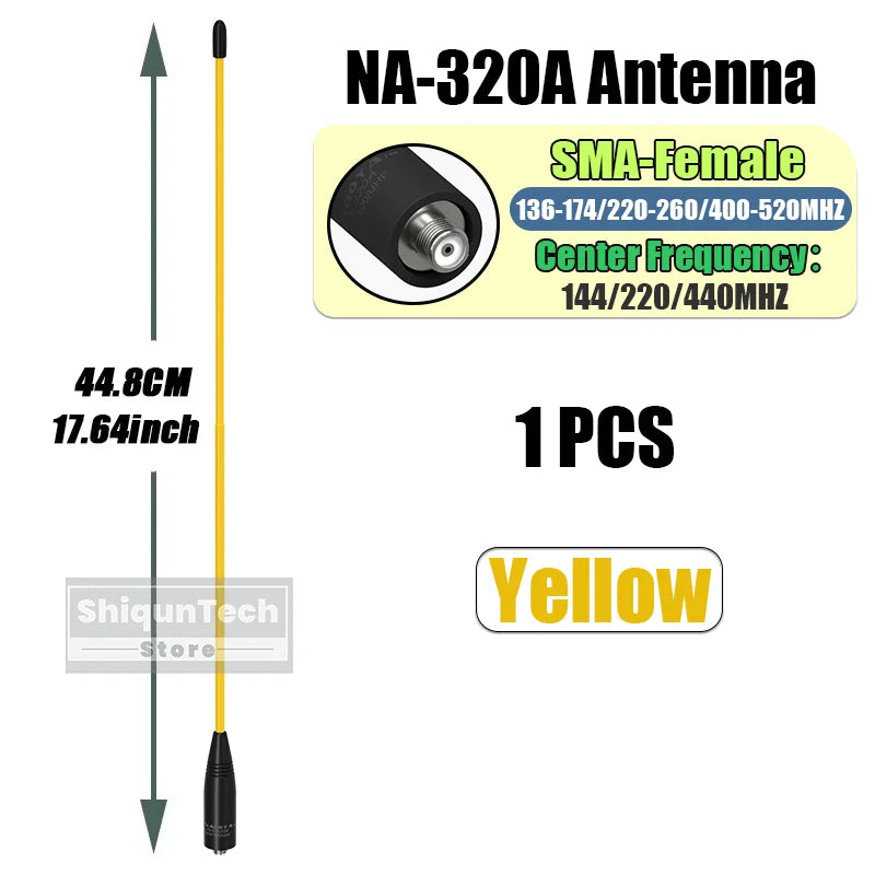Original Nagoya NA-320A Antenna Tri-Band SMA-Female 144-220-440Mhz Soft Whip Aerial For Quansheng TK118 Retevis RA685 RT86 Radio