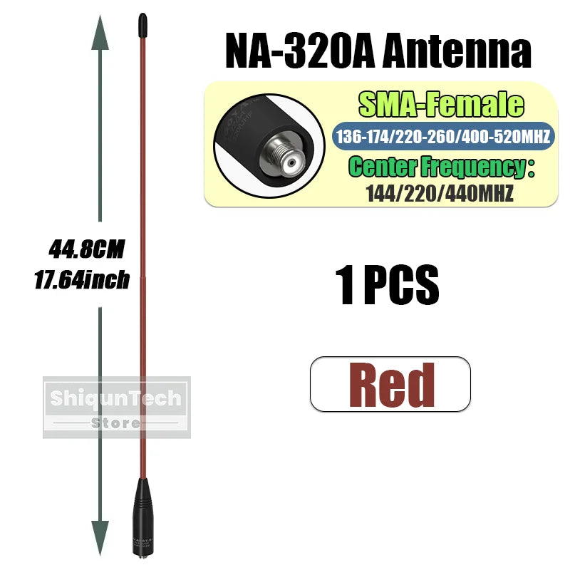 Original Nagoya NA-320A Antenna Tri-Band SMA-Female 144-220-440Mhz Soft Whip Aerial For Quansheng TK118 Retevis RA685 RT86 Radio