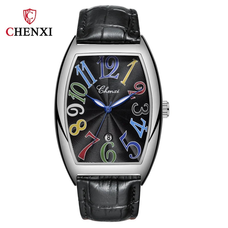 CHENXI 8217 Casual Men's Quartz Watch Creative Calendar Luminous Clock Waterproof Leather Strap Fashion Watches Man reloj hombre