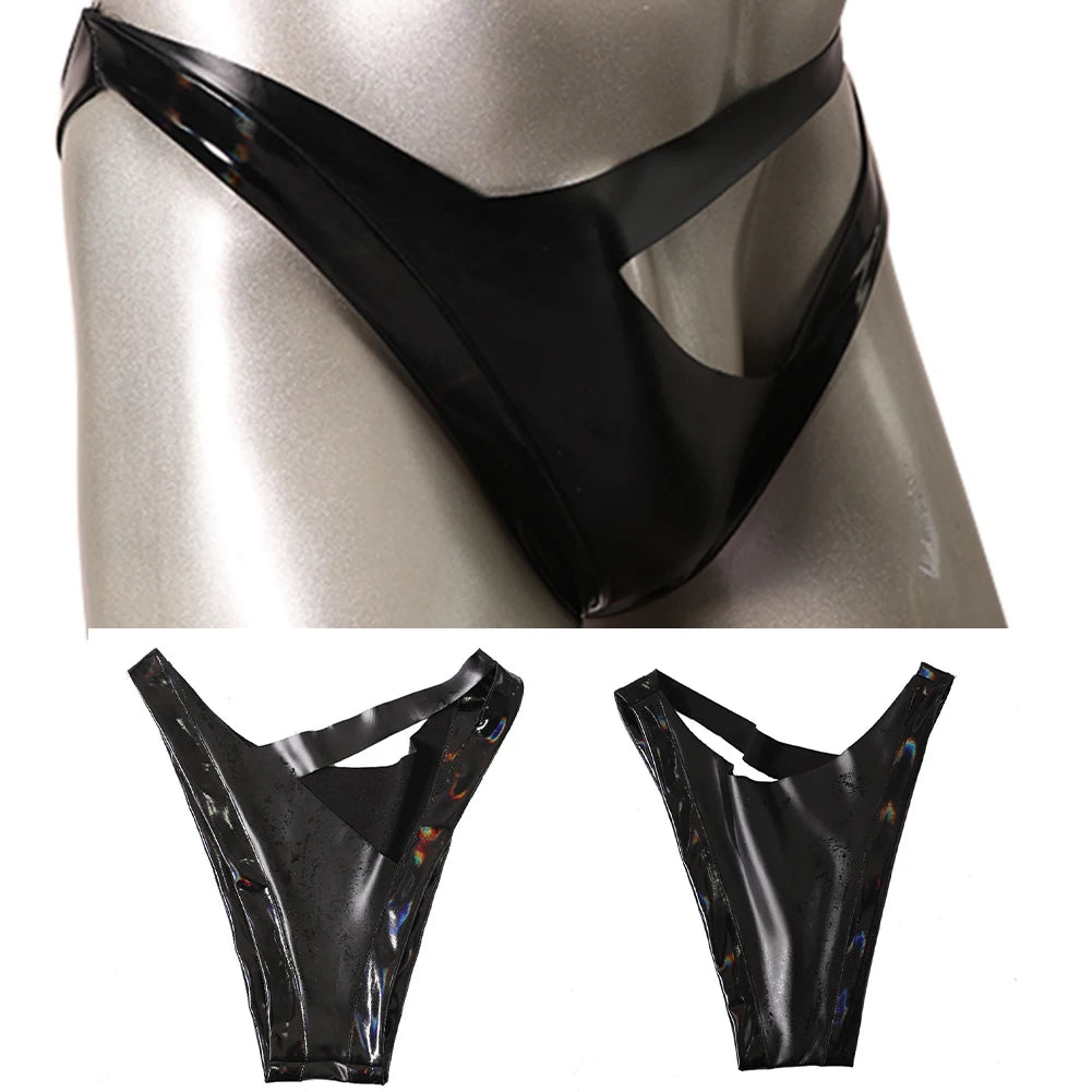 Men Latex Amino Dazzling Edge Breifs Underwear For Man Hollow Mens Lingеrie Tight Butt Shaping Panties Men's Underpants Fashion