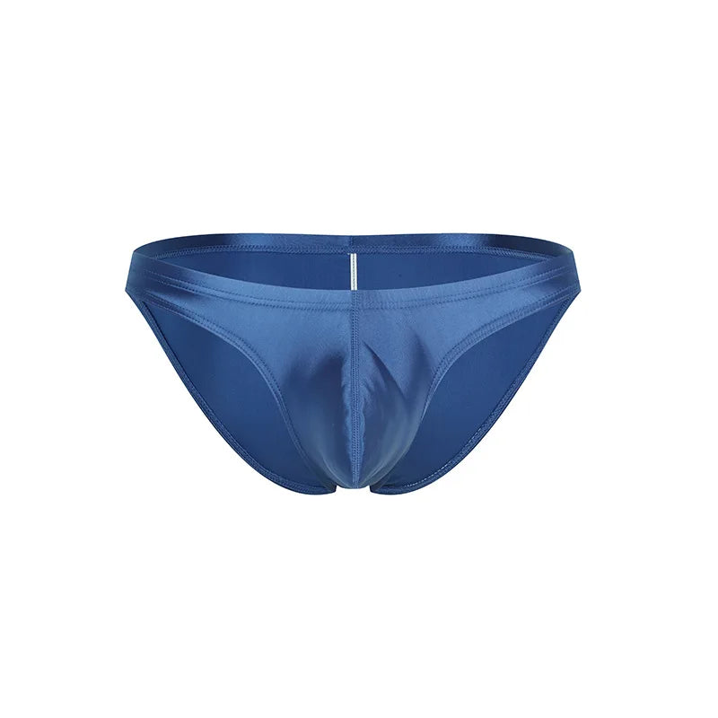 Low Waist U-convex Bikini Men Underwear Sexy Cool Breathable Pouch Bulges Lift Elastic Thong For Body Shaping Smooth Satin Brief