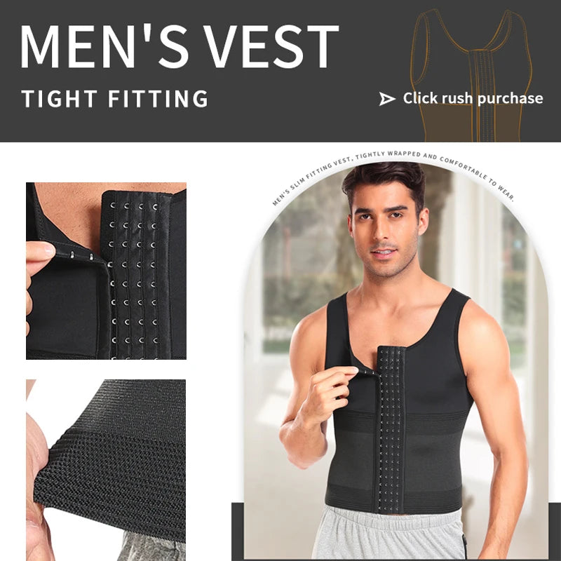 Be-In-Shape Men Slimming Body Shaper Waist Trainer Vest Tummy Control Shapewear Compression Shirts Abdomen Slim Corset Underwear