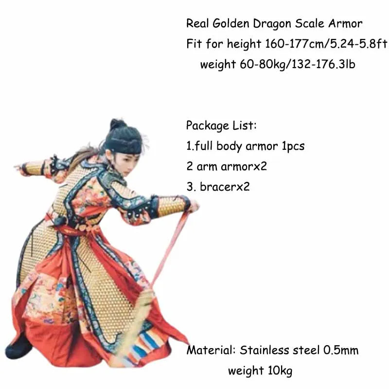 Real Armor Women Ming Dynasty Upright Stainless Steel Armour Medieval Warrior Outfit Unisex Practice Battle Gear Real Armor Men