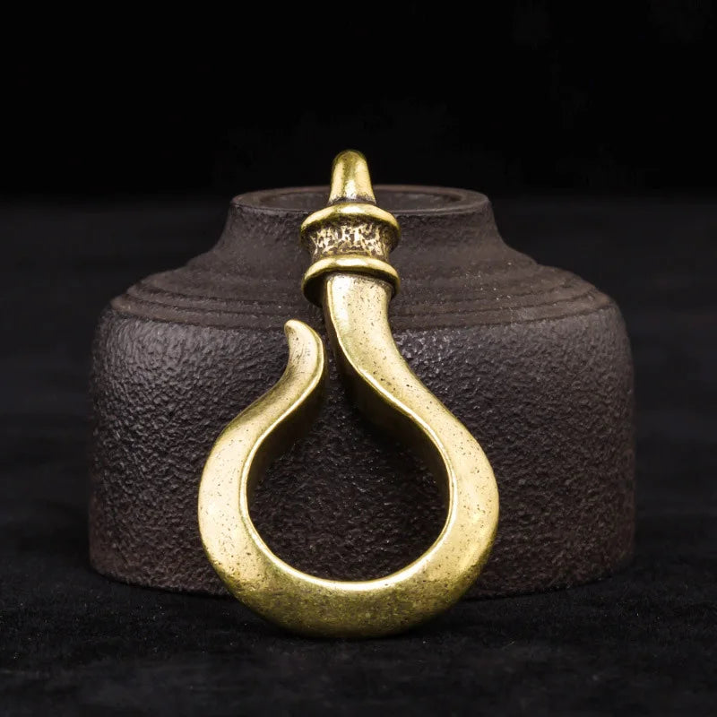 Fashion Brass U-shaped Keychain Round Belt Hook Waist Hangings Key Holder Jewelry Vintage Trendy Metal Pants Buckle Men Keyrings