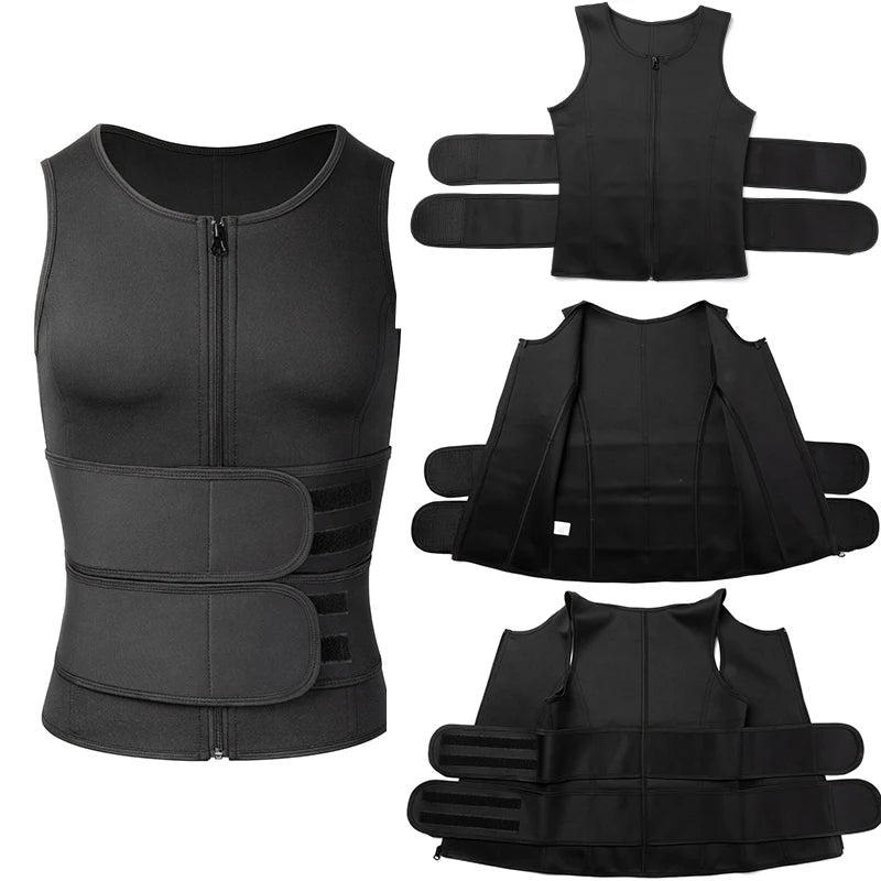 Chloroprene Men’s Ultimate Slimming Sweat Vest Body Shaper Waist Trainer Compression Shapewear for Maximum Fat Burning Workout