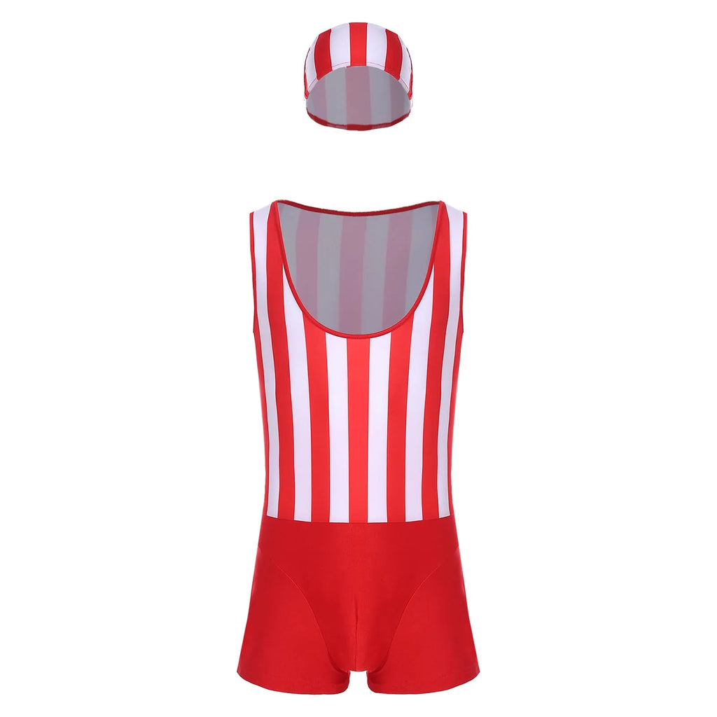 Mens Water Sports Surfing Fitness Short Striped Jumpsuit Wrestling Singlet Slim Fit Thongs Boxer Shorts Bodybuilding Shapewear