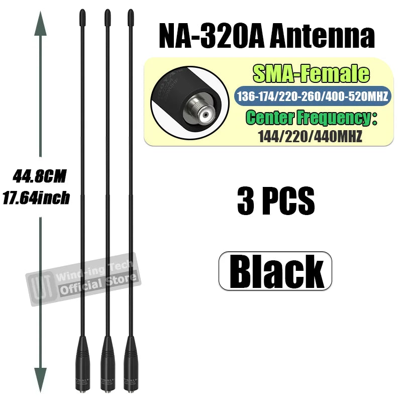 Original Nagoya NA-320A High Gain Antenna Tri-Band SMA-Female Soft Whip Aerial Higher Quality For Baofeng UV-32 UV-5RM Ham Radio