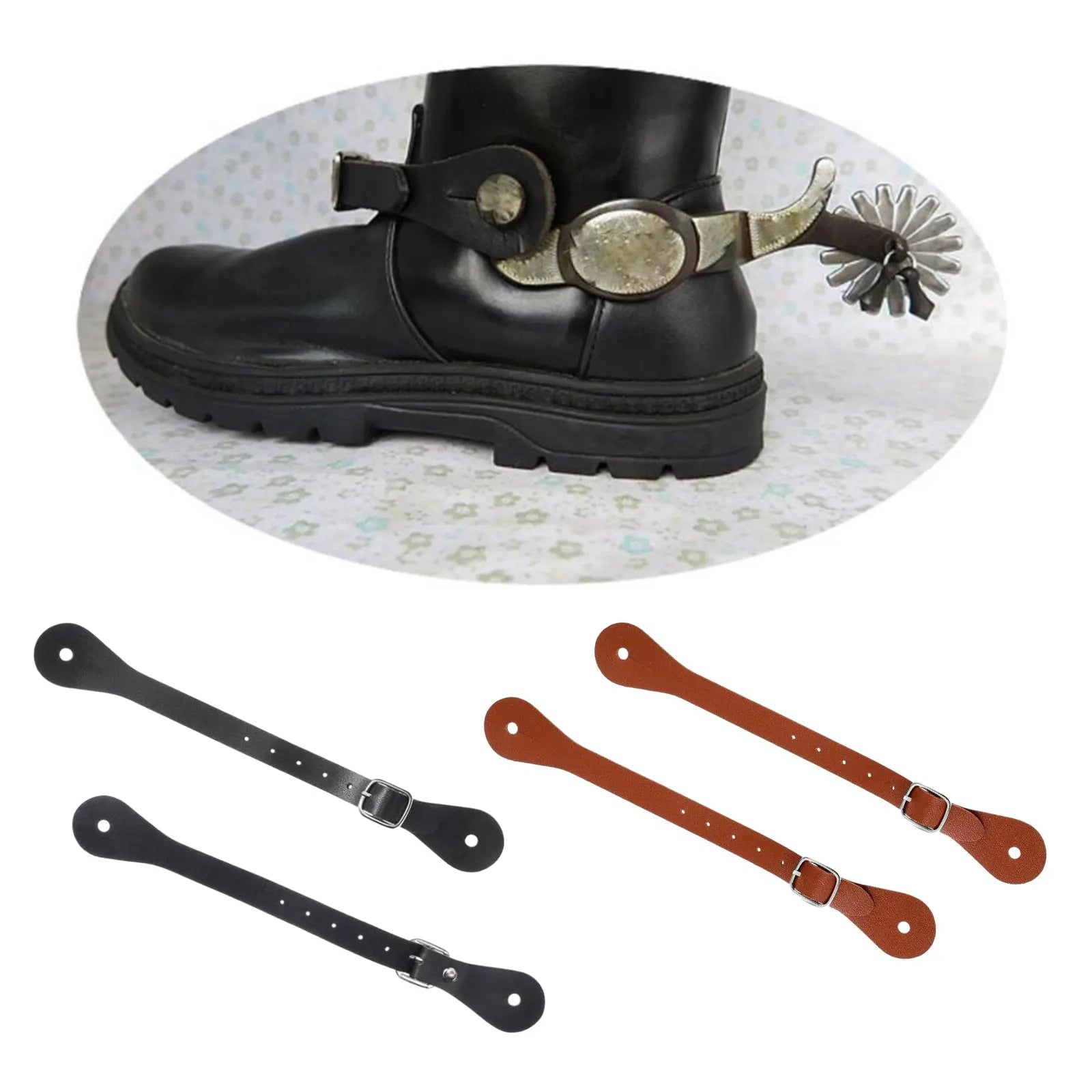 2 Pack Durable Equestrian Adjustable British Boot Straps Premium Women Men Spur Straps for Horse Riding Accessories