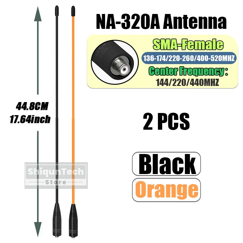Original Nagoya NA-320A Antenna Tri-Band SMA-Female 144-220-440Mhz Soft Whip Aerial For Quansheng TK118 Retevis RA685 RT86 Radio