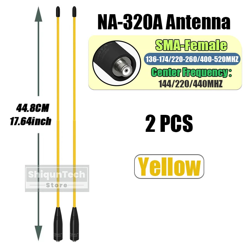 Original Nagoya NA-320A Antenna Tri-Band SMA-Female 144-220-440Mhz Soft Whip Aerial For Quansheng TK118 Retevis RA685 RT86 Radio