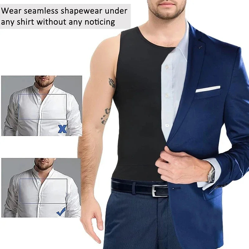 Men Body Shaper Vest Slimming Shirts Compression Tummy Control Tight Shapewear Quick-dry Fitness Tank Top Undershirt