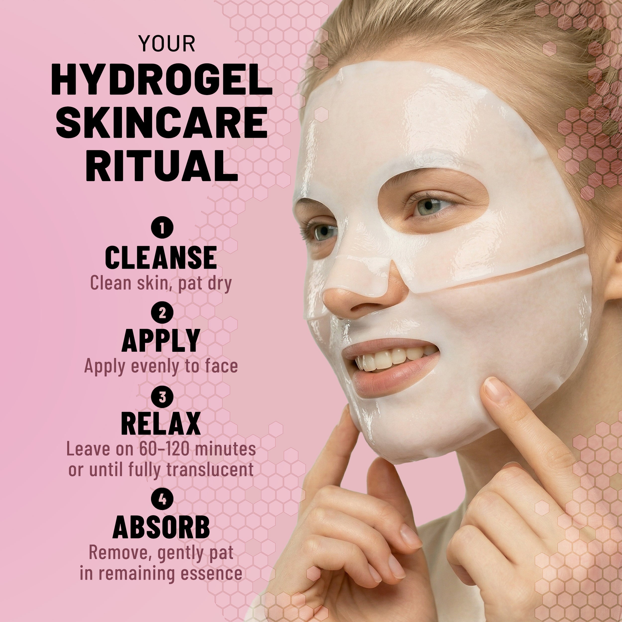 Bio-Collagen Hydrogel Face Mask, Hydrating & Nourishing Mask with Collagen, Hyaluronic Acid & Niacinamide, 6 masks