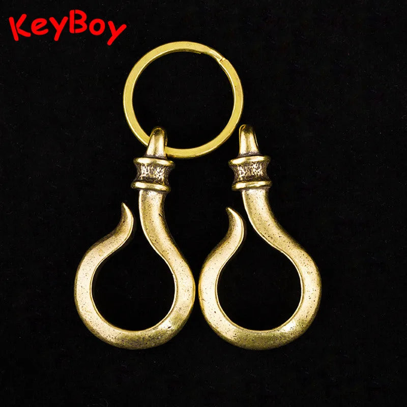 Fashion Brass U-shaped Keychain Round Belt Hook Waist Hangings Key Holder Jewelry Vintage Trendy Metal Pants Buckle Men Keyrings