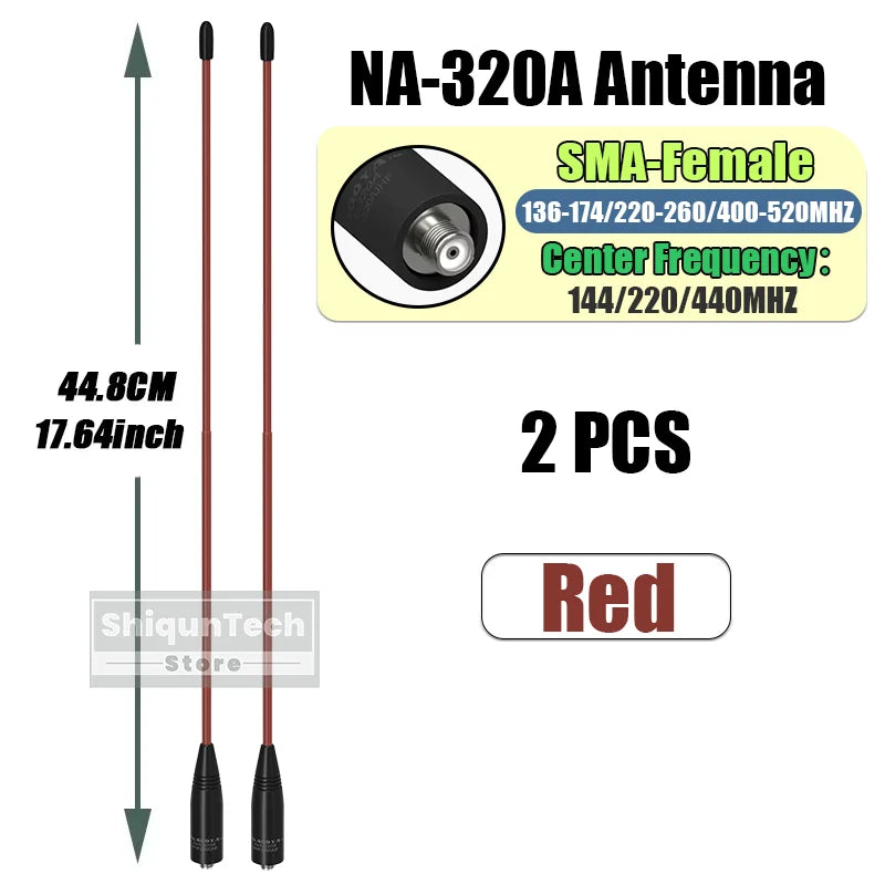 Original Nagoya NA-320A Antenna Tri-Band SMA-Female 144-220-440Mhz Soft Whip Aerial For Quansheng TK118 Retevis RA685 RT86 Radio