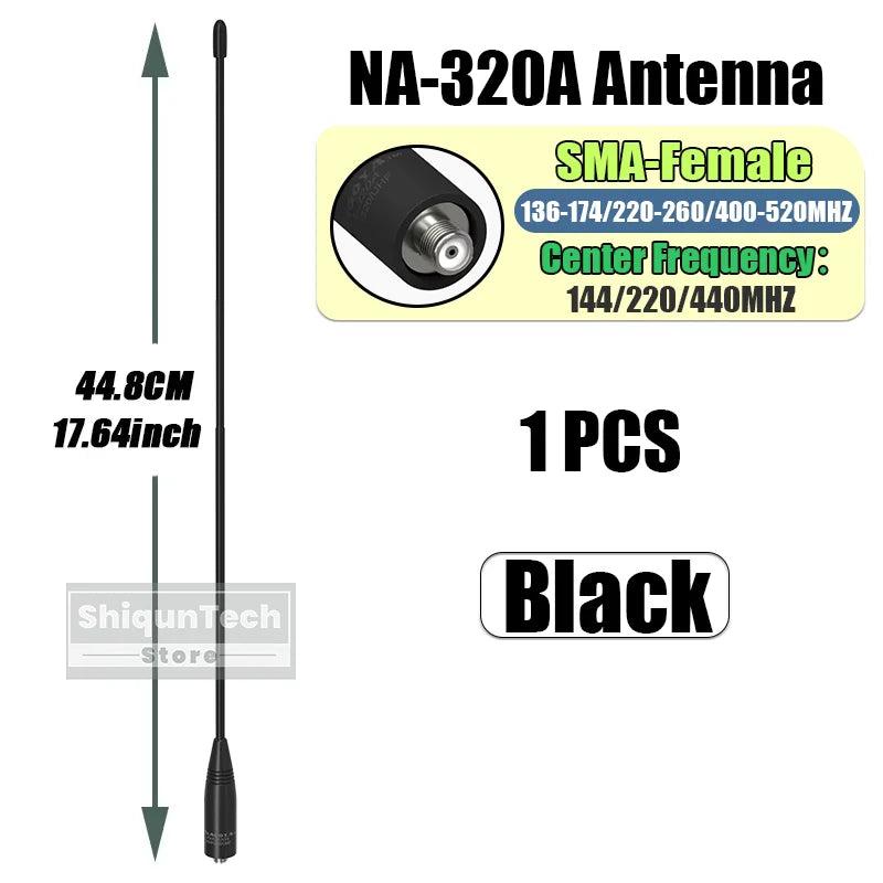 Original Nagoya NA-320A Antenna Tri-Band SMA-Female 144-220-440Mhz Soft Whip Aerial For Quansheng TK118 Retevis RA685 RT86 Radio
