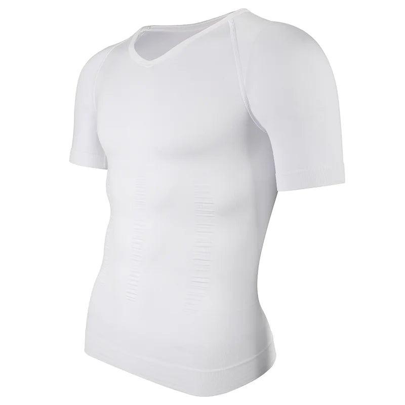Men's V-Neck Body Shaper Compression Shirts Sleeveless Slimming Undershirt Workout Abs Tank Tops Abdomen Tummy Control Shapewear