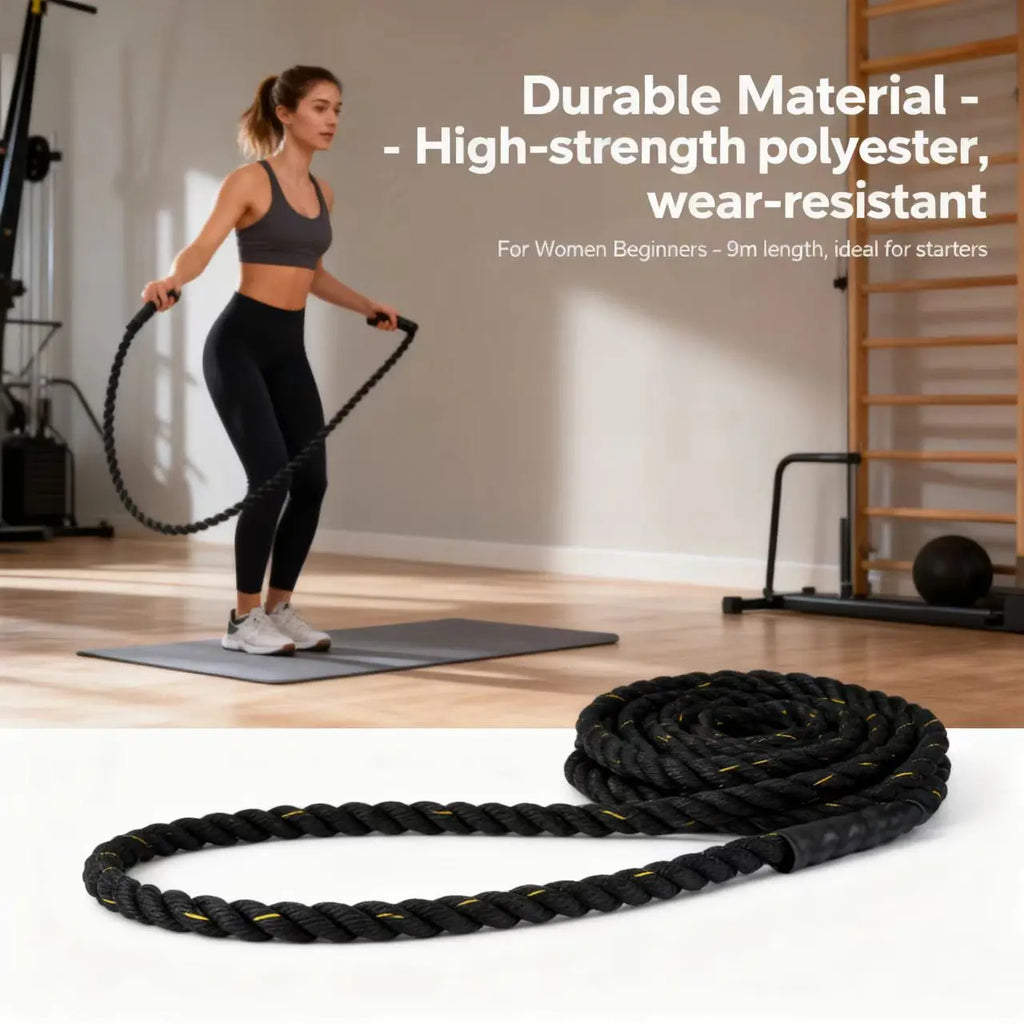 Polyester Wear-Resistant Battle Rope 3/9/12/15m Unisex Strength Whip Training Rope